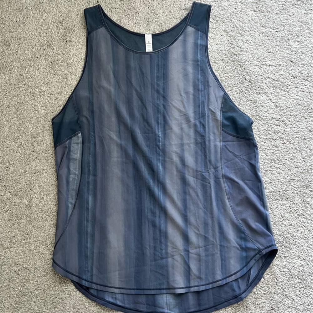 lululemon athletica Navy Blue Sheer Stripe Tank Top